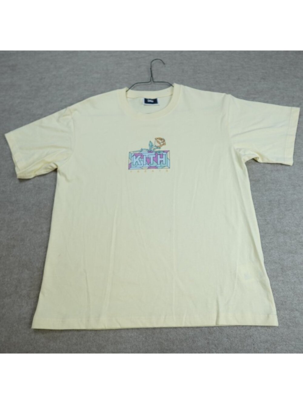 Kith Shirt Small Yellow Spellout Treats Flower Stained Glass Sandrift